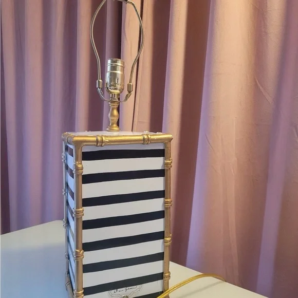 Dana Gibson Striped Black and White Table Lamp - Picture 3 of 5